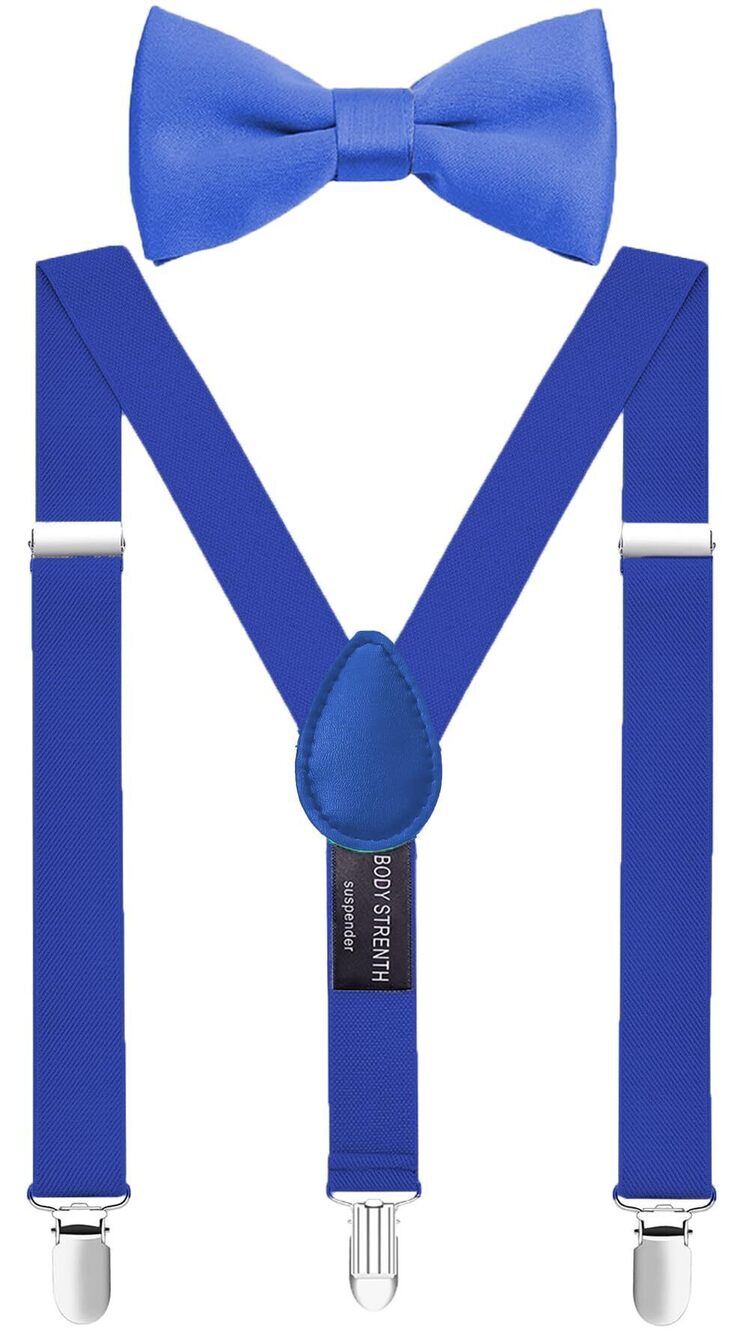 1281 Suspenders and Bow Tie Set Adjustable for Wedding 47 IN Blue